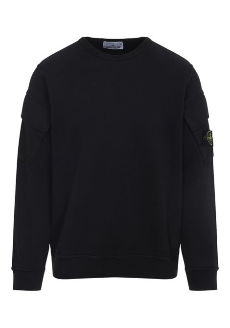 brushed organic cotton fleece sweatshirt man black STONE ISLAND | K2S15 6100008 S0A20V0029